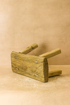 Vintage Rustic Elm Wood Stool - Small - No 19