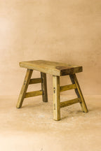 Vintage Rustic Elm Wood Stool - Small - No 20