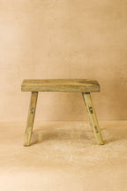 Vintage Rustic Elm Wood Stool - Small - No 20