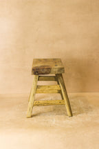 Vintage Rustic Elm Wood Stool - Small - No 20