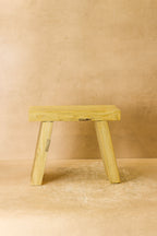 Vintage Rustic Square Elm Wood Stool - Small - No 2