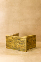 Vintage Rustic Square Elm Wood Stool - Small - No 3