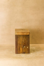 Vintage Rustic Square Elm Wood Stool - Small - No 4