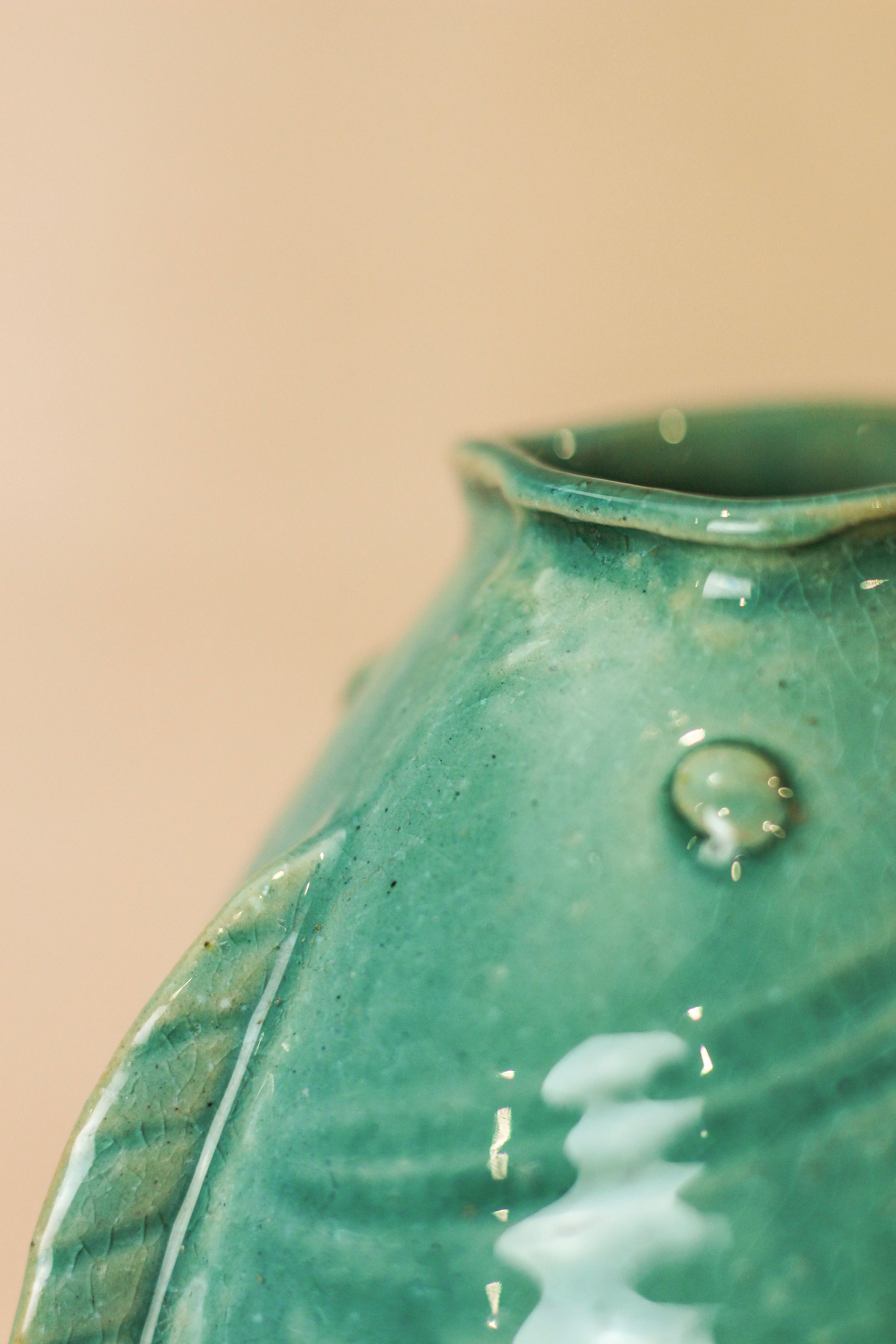 Vintage Turquoise Twin Fish Vase - No 1