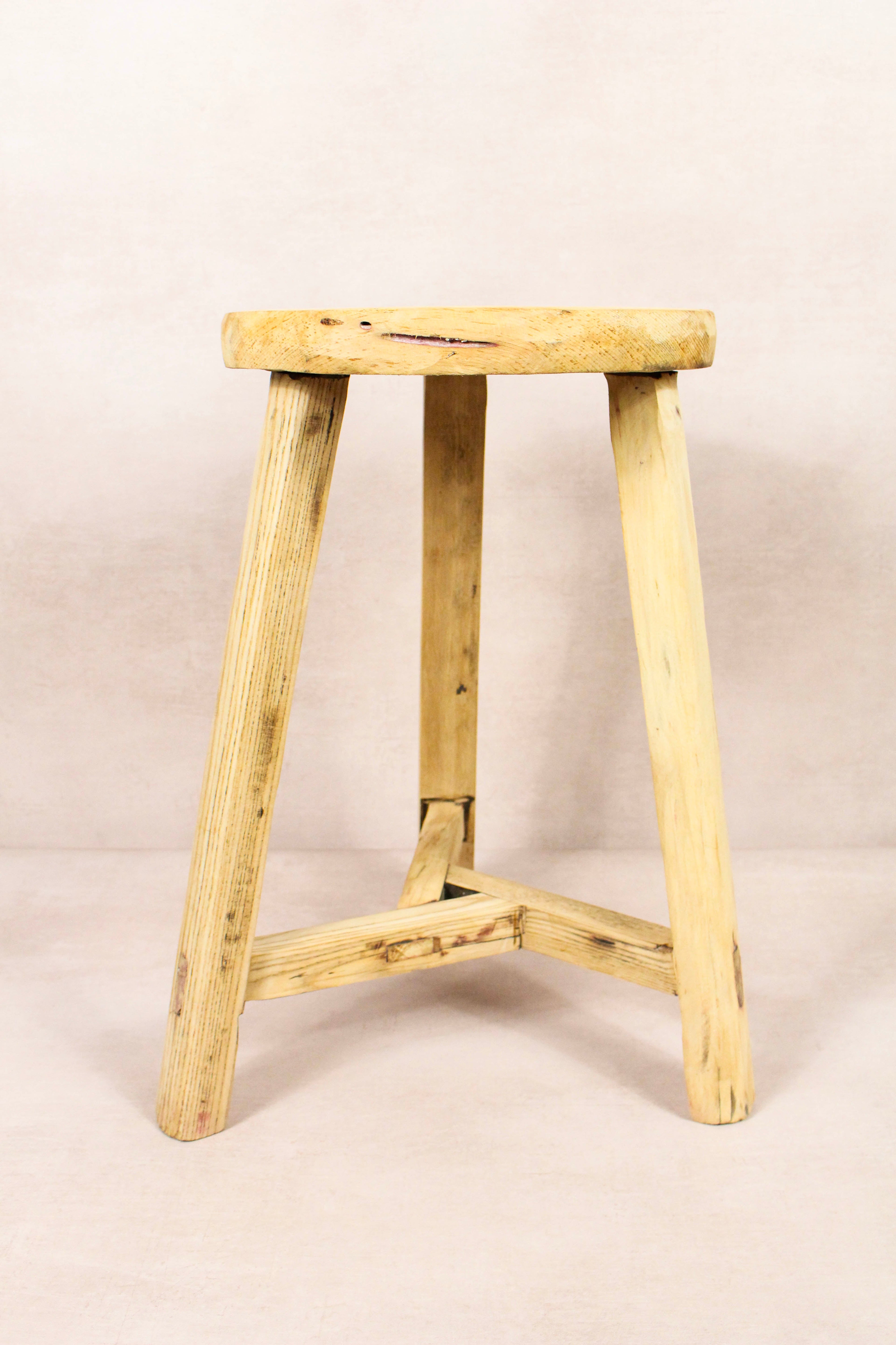 Vintage Rustic Round Stool - Elm wood - 169