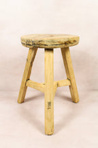 Vintage Rustic Round Stool - Elm wood - 170