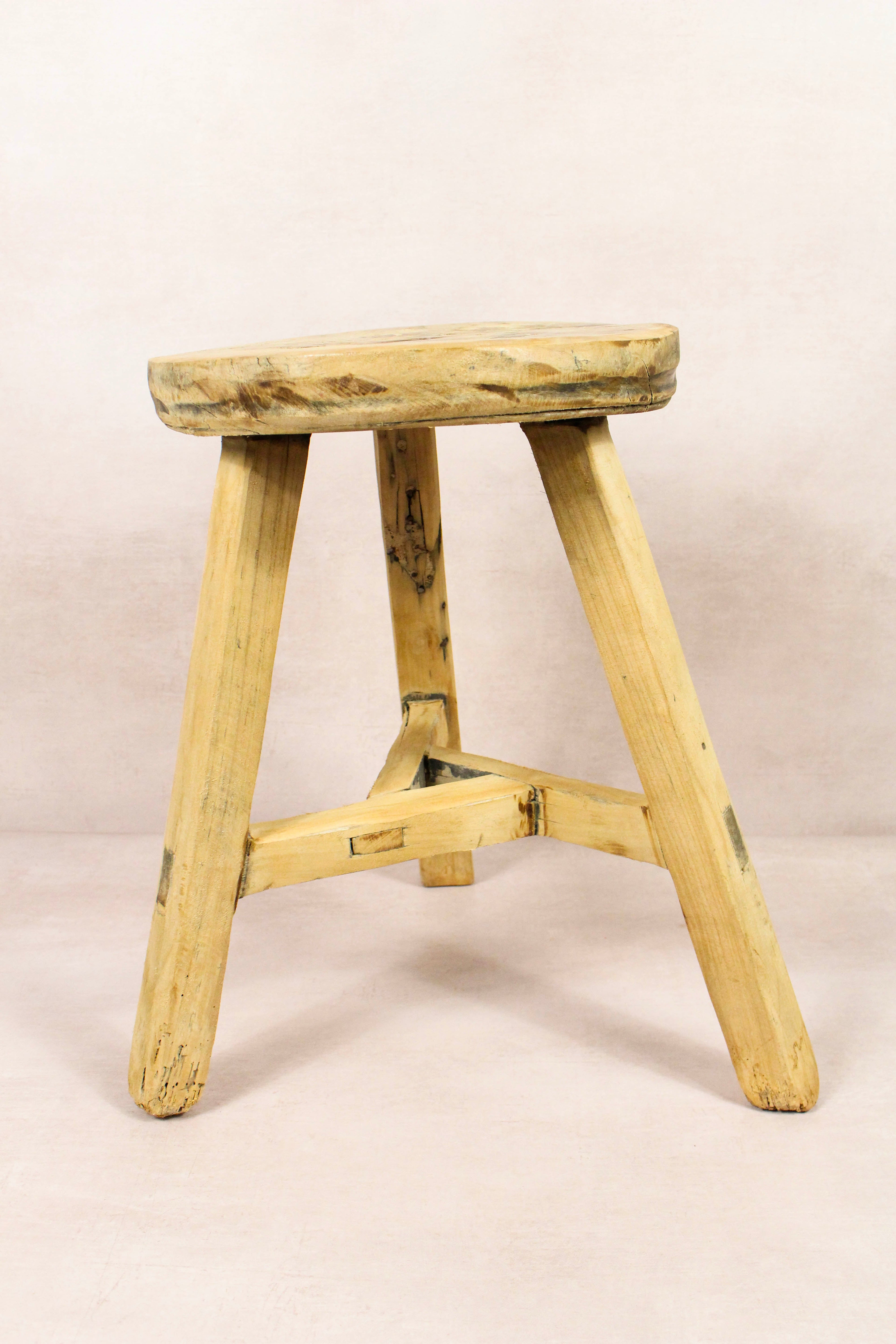 Vintage Rustic Round Stool - Elm wood - 170