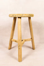 Vintage Rustic Round Stool - Elm wood - 172