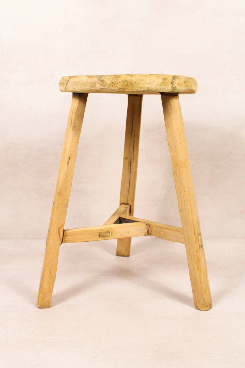 Vintage Rustic Round Stool - Elm wood - 172
