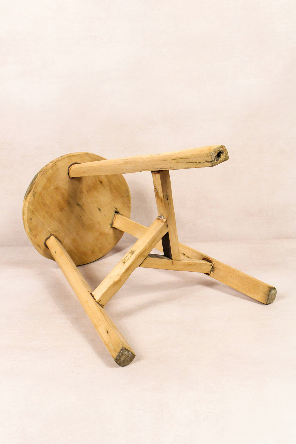 Vintage Rustic Round Stool - Elm wood - 172
