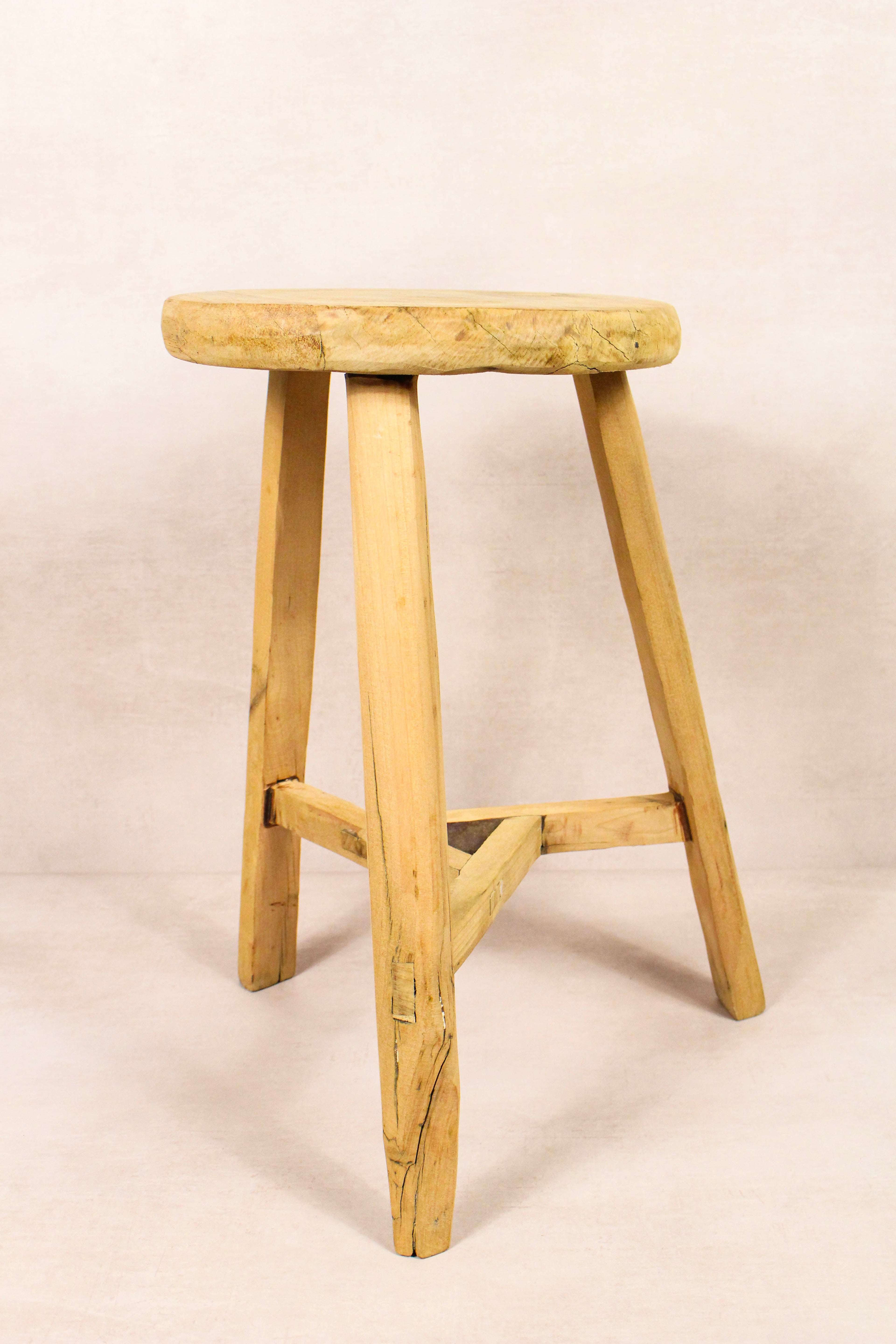 Vintage Rustic Round Stool - Elm wood - 175