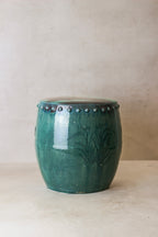 Vintage Emerald Green Ceramic Glazed Asian Garden Stool - No 3