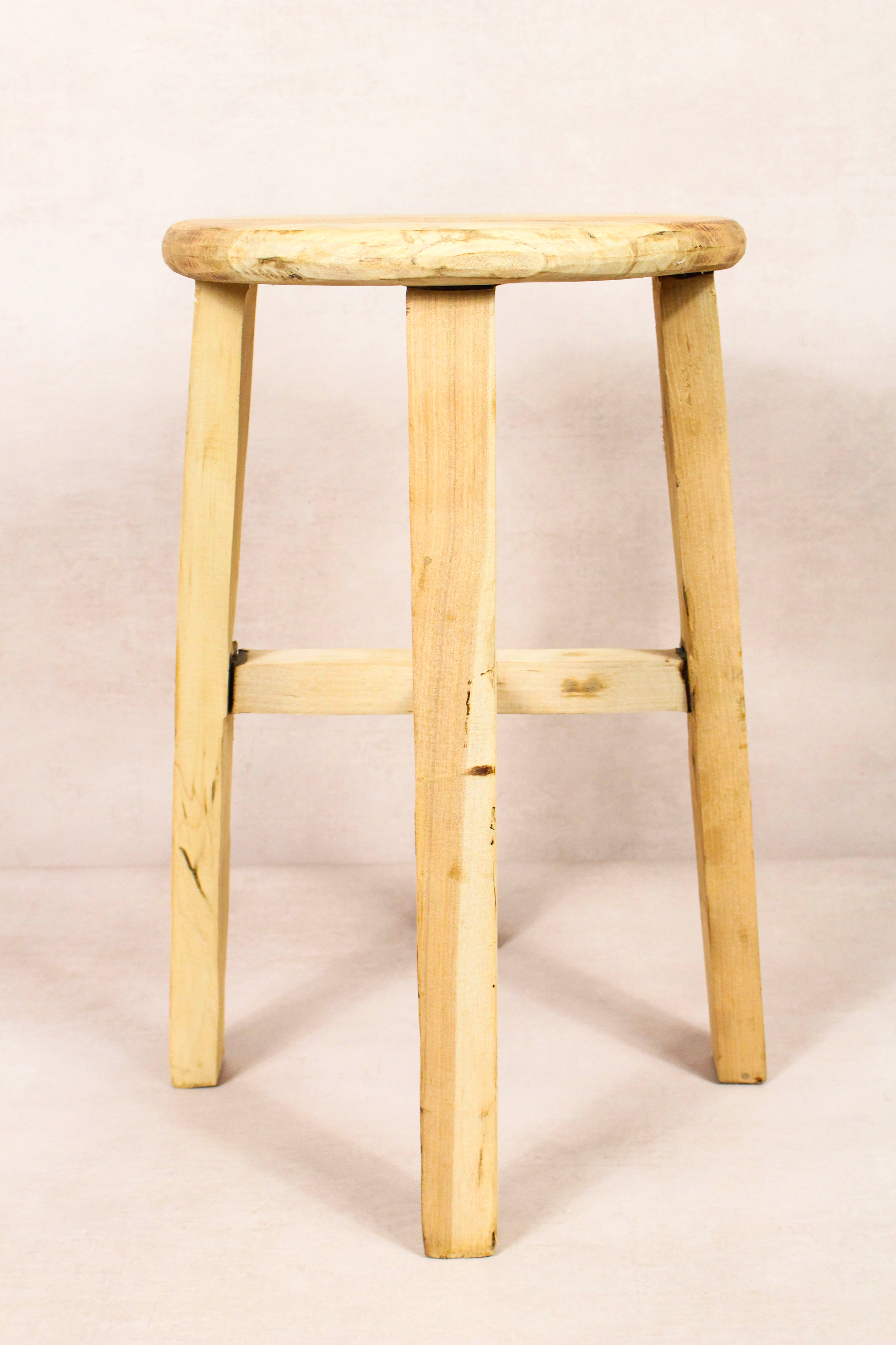 Vintage Rustic Round Stool - Elm wood - 238