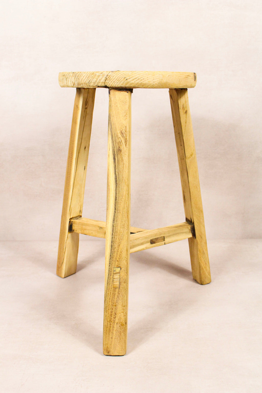 Vintage Rustic Round Stool - Elm wood - 239