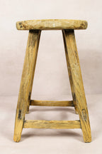 Vintage Rustic Round Stool - Elm wood - 240