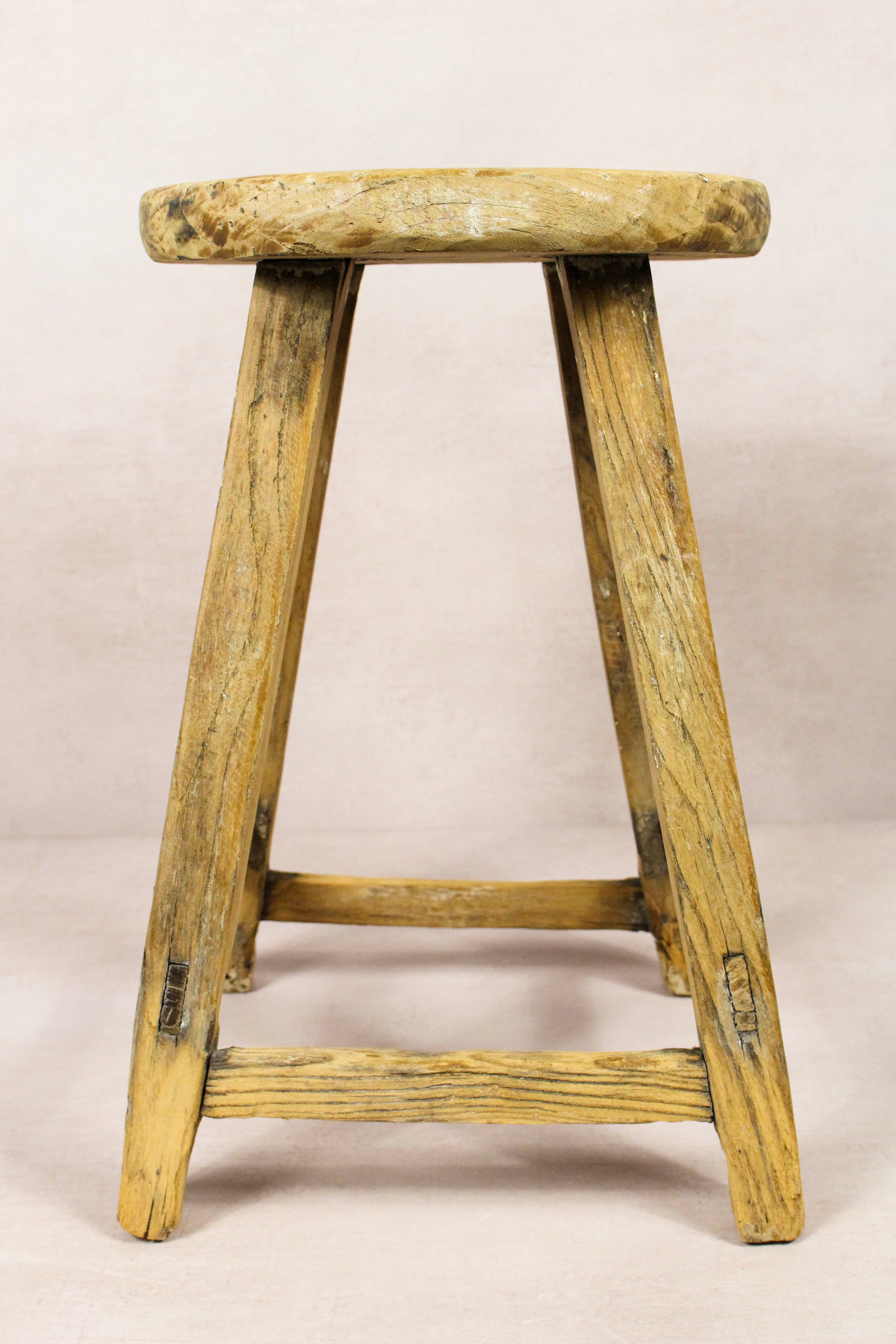 Vintage Rustic Round Stool - Elm wood - 240