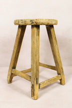 Vintage Rustic Round Stool - Elm wood - 240