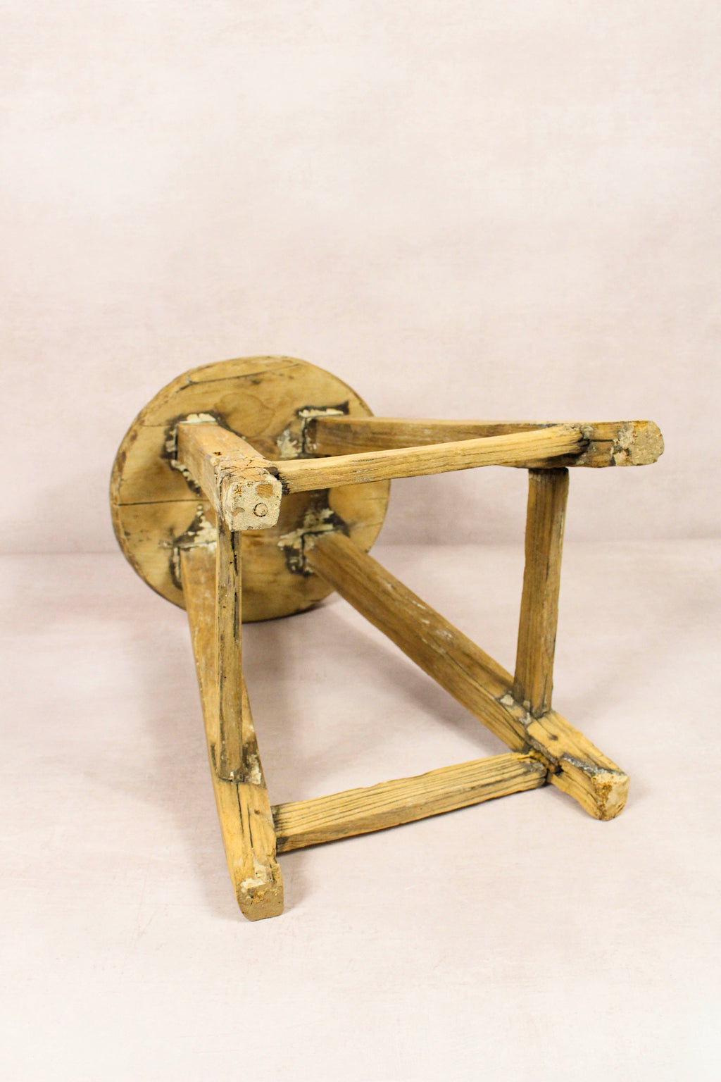 Vintage Rustic Round Stool - Elm wood - 240