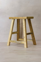 Vintage Rustic Elm Wood Stool - Medium - No 66