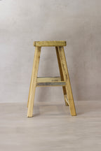 Vintage Rustic Elm Wood Stool - Medium - No 66