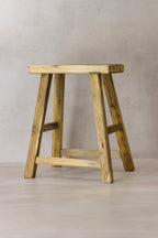 Vintage Rustic Elm Wood Stool - Medium - No 67