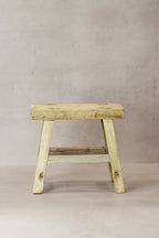 Vintage Rustic Elm Wood Stool - Small - No 21