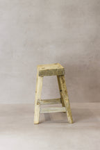 Vintage Rustic Elm Wood Stool - Small - No 21