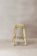 Vintage Rustic Elm Wood Stool - Small - No 21