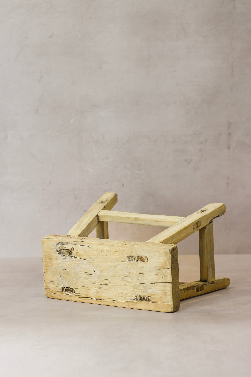 Vintage Rustic Elm Wood Stool - Small - No 21