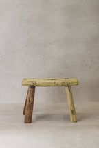 Vintage Rustic Elm Wood Stool - Small - No 22