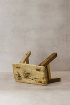 Vintage Rustic Elm Wood Stool - Small - No 22