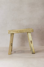 Vintage Rustic Elm Wood Stool - Small - No 23