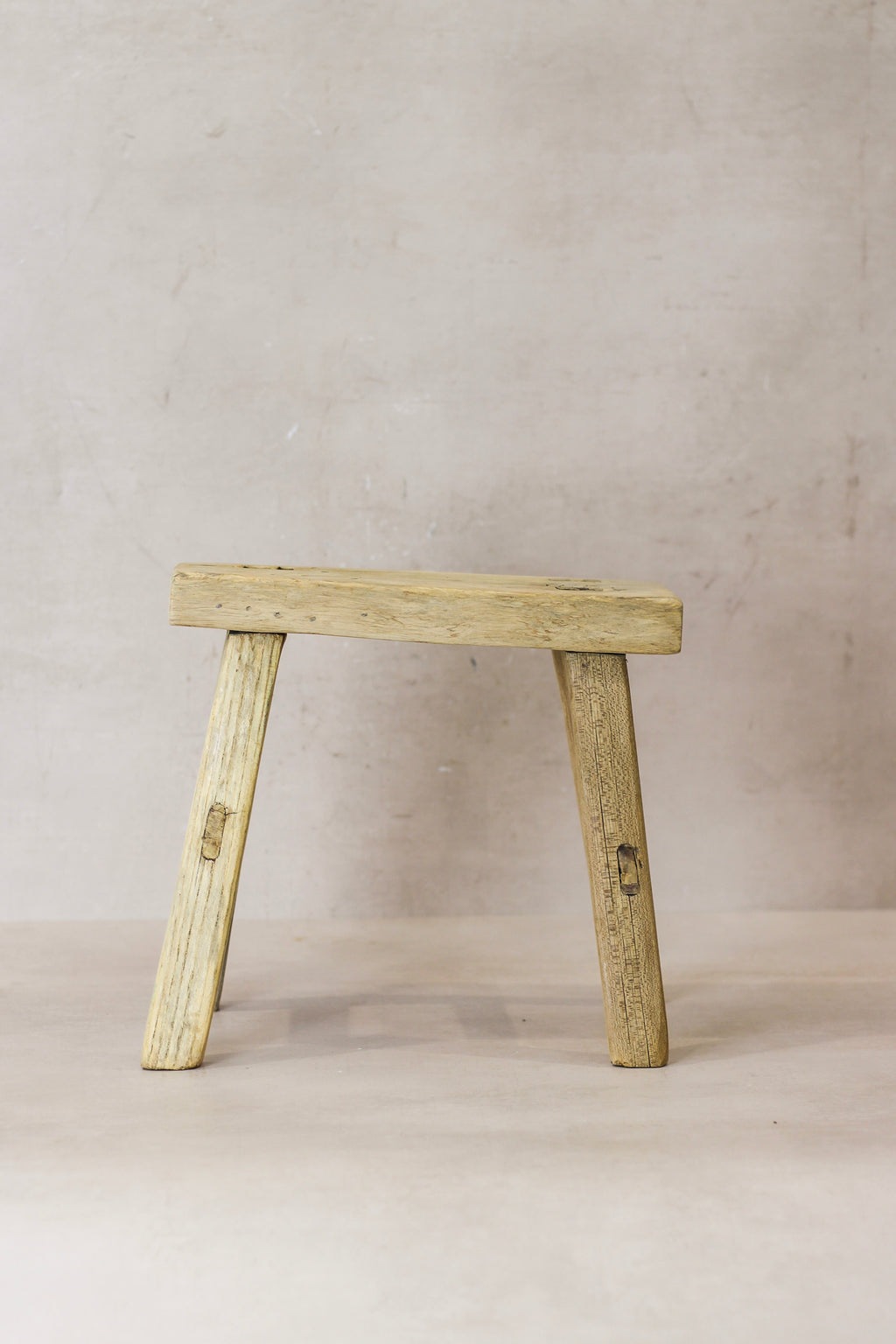 Vintage Rustic Elm Wood Stool - Small - No 23
