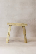 Vintage Rustic Elm Wood Stool - Small - No 23
