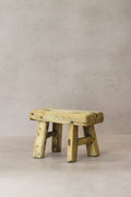 Vintage Rustic Elm Wood Stool - Small - No 24