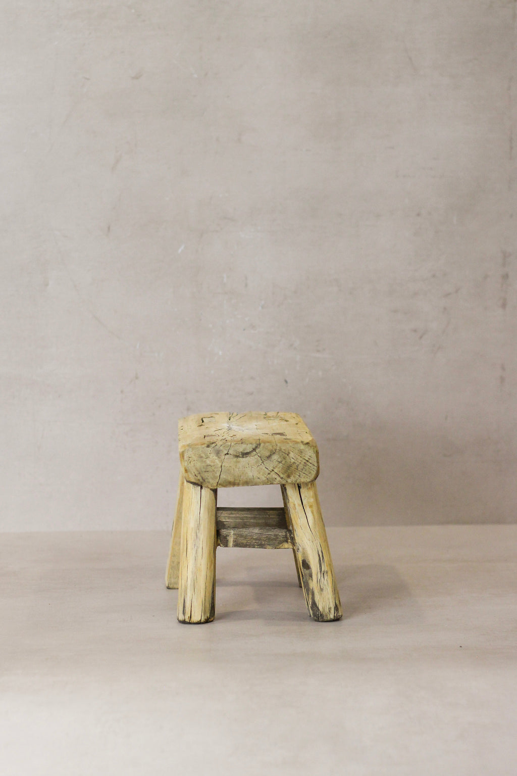 Vintage Rustic Elm Wood Stool - Small - No 24