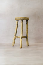 Vintage Rustic Elm Wood Stool - Round - No 49