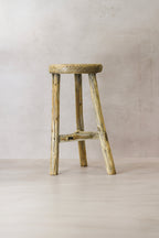 Vintage Rustic Elm Wood Stool - Round - No 49