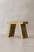 Vintage Rustic Square Elm Wood Stool - Small - No 6