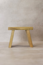 Vintage Rustic Square Elm Wood Stool - Small - No 7