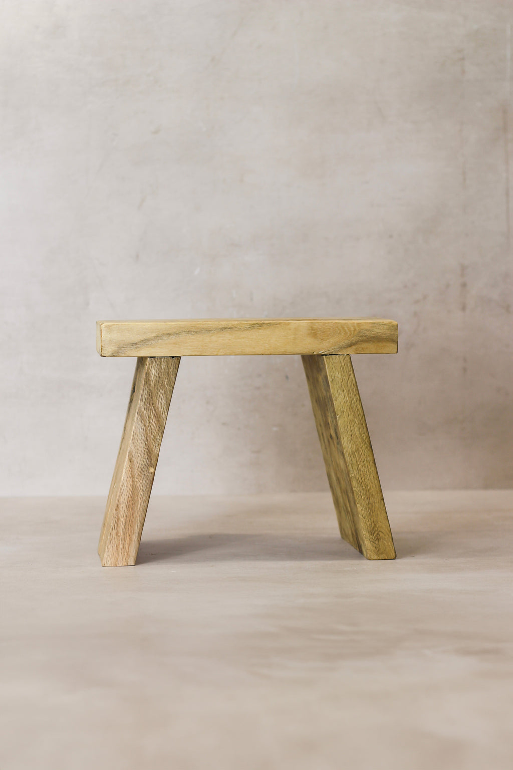 Vintage Rustic Square Elm Wood Stool - Small - No 7