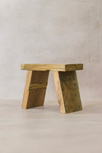 Vintage Rustic Square Elm Wood Stool - Small - No 8