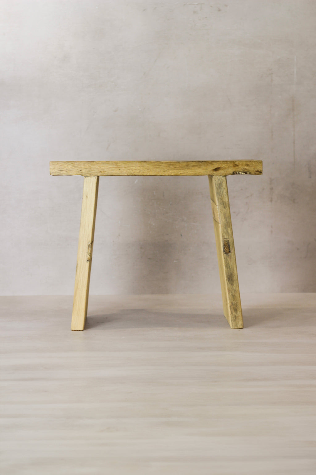 Vintage Rustic Square Elm Wood Stool - No 5