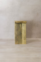 Vintage Rustic Square Elm Wood Stool - No 5