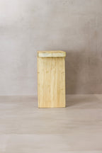Vintage Rustic Square Elm Wood Stool - No 7