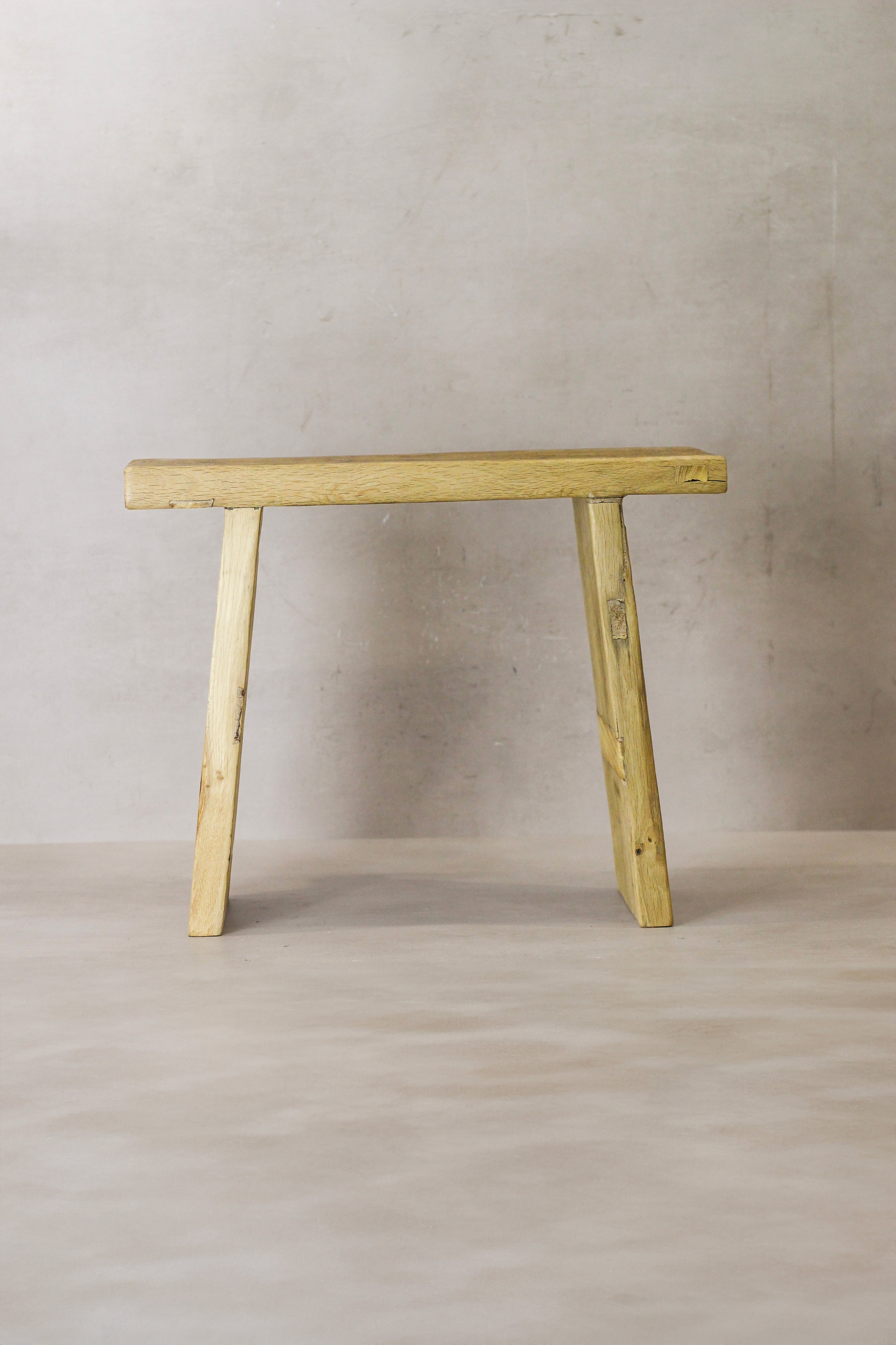 Vintage Rustic Square Elm Wood Stool - No 8