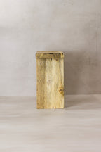 Vintage Rustic Square Elm Wood Stool - No 8