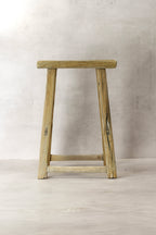 Vintage Rustic Elm Wood Stool - Medium - No 70