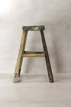 Vintage Rustic Elm Wood Stool - Medium - No 71