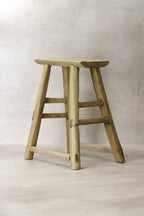 Vintage Rustic Elm Wood Stool - Medium - No 72